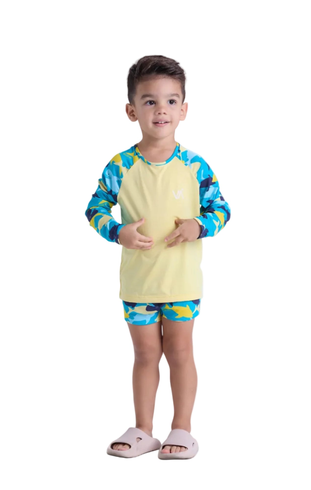 Boys Shark Yellow UV Rashguard Set