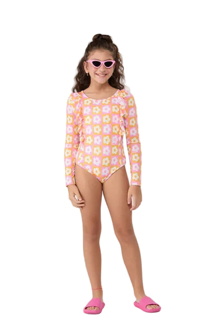 Girls Flower UV Swimsuit