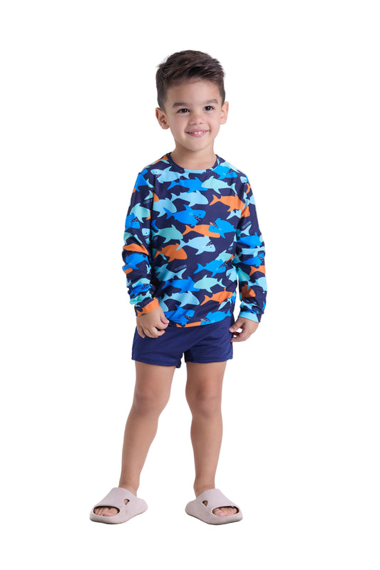 Boys Shark UV Rashguard Set