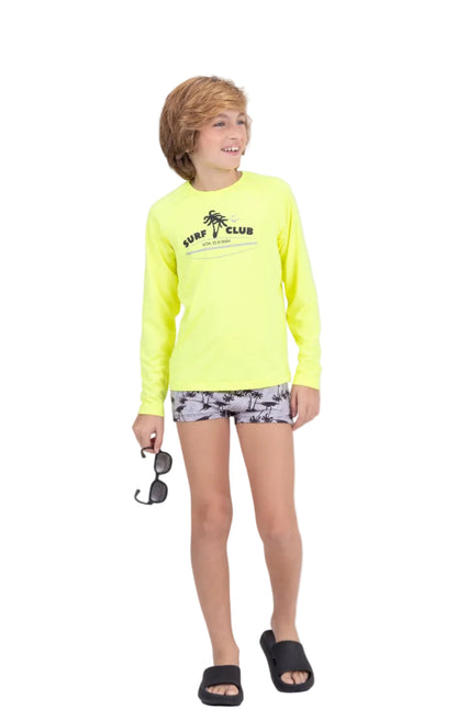 Boys Neon Yellow UV Rashguard Set