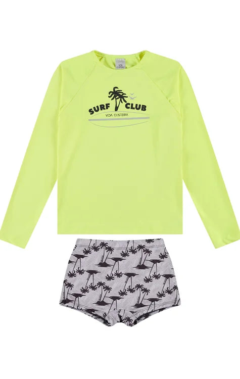 Boys Neon Yellow UV Rashguard Set