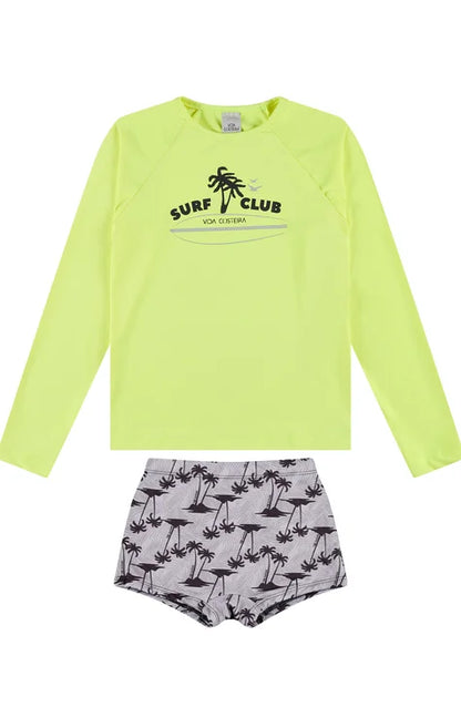 Boys Neon Yellow UV Rashguard Set